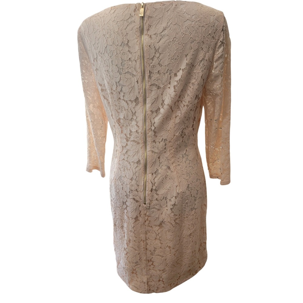 Vince Camuto Women Blush Pink Floral Lace Sheath Dress 3/4 Sleeve Size 8 - Picture 3 of 4